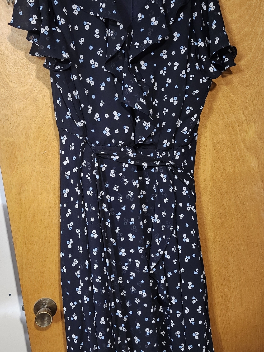 Lane Bryant Navy Midi Dress with White Floral Print
